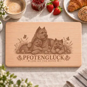 Frühstücksbrettchen – Ardennen Treibhund | Pfotenglück – Frühstücksbrettchen mit eingebrannter Lasergravur