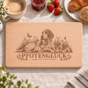 Frühstücksbrettchen – Ariege Vorstehhund | Pfotenglück – Frühstücksbrettchen mit eingebrannter Lasergravur