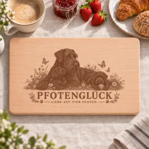 Frühstücksbrettchen – Riesenschnauzer | Pfotenglück – Frühstücksbrettchen mit eingebrannter Lasergravur