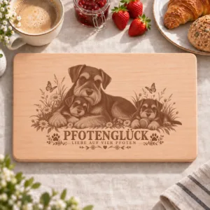 Frühstücksbrettchen – Zwergschnauzer | Pfotenglück – Frühstücksbrettchen mit eingebrannter Lasergravur