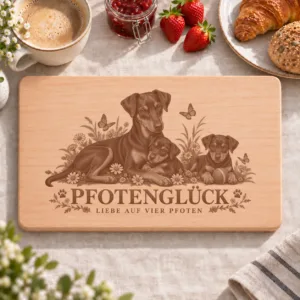 Frühstücksbrettchen – Deutscher Pinscher | Pfotenglück – Frühstücksbrettchen mit eingebrannter Lasergravur
