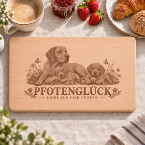 Frühstücksbrettchen – Portugiesischer Vorstehhund | Pfotenglück – Frühstücksbrettchen mit eingebrannter Lasergravur