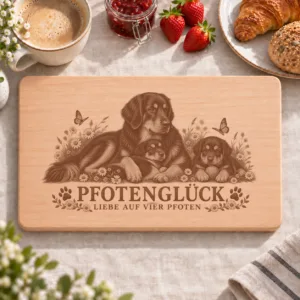 Frühstücksbrettchen – Hovawart | Pfotenglück – Frühstücksbrettchen mit eingebrannter Lasergravur