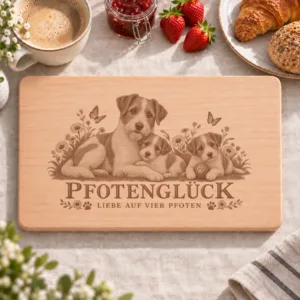 Frühstücksbrettchen – Kromfohrlander | Pfotenglück – Frühstücksbrettchen mit eingebrannter Lasergravur