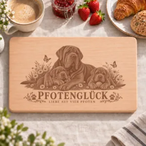 Frühstücksbrettchen – Mastino Napoletano | Pfotenglück – Frühstücksbrettchen mit eingebrannter Lasergravur
