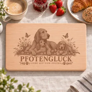 Frühstücksbrettchen – Drahthaariger Italienischer Laufhund | Pfotenglück – Frühstücksbrettchen mit eingebrannter Lasergravur