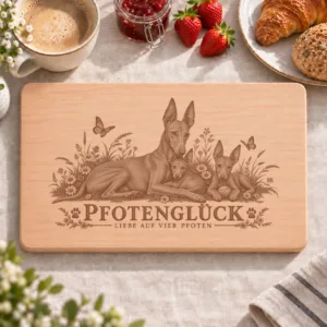 Frühstücksbrettchen – Cirneco Dell Etna | Pfotenglück – Frühstücksbrettchen mit eingebrannter Lasergravur