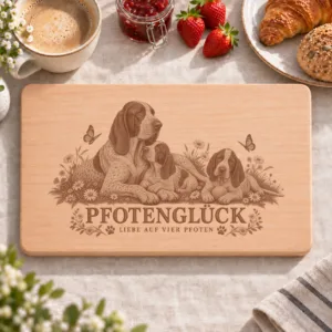 Frühstücksbrettchen – Italienischer Vorstehhund | Pfotenglück – Frühstücksbrettchen mit eingebrannter Lasergravur