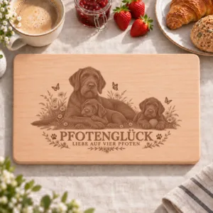 Frühstücksbrettchen – Pudelpointer | Pfotenglück – Frühstücksbrettchen mit eingebrannter Lasergravur