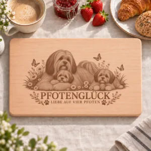 Frühstücksbrettchen – Lhasa Apso | Pfotenglück – Frühstücksbrettchen mit eingebrannter Lasergravur