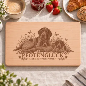 Frühstücksbrettchen – Deutsch Stichelhaar | Pfotenglück – Frühstücksbrettchen mit eingebrannter Lasergravur