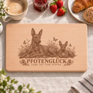 Frühstücksbrettchen – Mexikanischer Nackthund | Pfotenglück – Frühstücksbrettchen mit eingebrannter Lasergravur