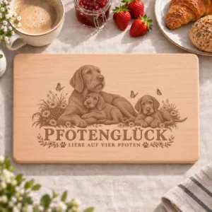 Frühstücksbrettchen – Drahthaariger Ungarischer Vorstehhund | Pfotenglück – Frühstücksbrettchen mit eingebrannter Lasergravur