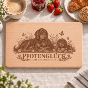 Frühstücksbrettchen – Ungarische Bracke Transylvanischer Laufhund | Pfotenglück – Frühstücksbrettchen mit eingebrannter Lasergravur