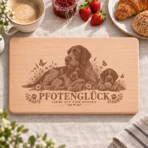 Frühstücksbrettchen – Bohmisch Rauhbart | Pfotenglück – Frühstücksbrettchen mit eingebrannter Lasergravur