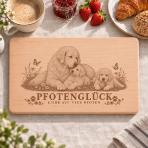 Frühstücksbrettchen – Polnischer Tatra Schäferhund | Pfotenglück – Frühstücksbrettchen mit eingebrannter Lasergravur