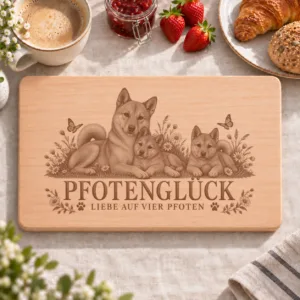 Frühstücksbrettchen – Kanaan Hund | Pfotenglück – Frühstücksbrettchen mit eingebrannter Lasergravur