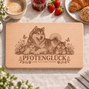Frühstücksbrettchen – Groenlandhund | Pfotenglück – Frühstücksbrettchen mit eingebrannter Lasergravur