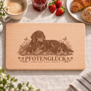 Frühstücksbrettchen – Montenegrinischer Gebirgslaufhund | Pfotenglück – Frühstücksbrettchen mit eingebrannter Lasergravur