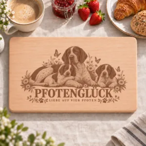 Frühstücksbrettchen – Altdanischer Vorstehhund | Pfotenglück – Frühstücksbrettchen mit eingebrannter Lasergravur