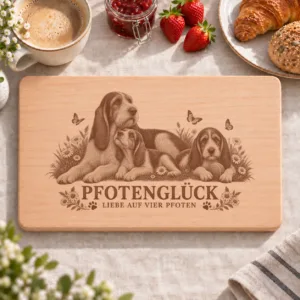 Frühstücksbrettchen – Grosser Griffon Vendeen | Pfotenglück – Frühstücksbrettchen mit eingebrannter Lasergravur