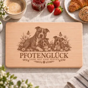 Frühstücksbrettchen – American Staffordshire Terrier | Pfotenglück – Frühstücksbrettchen mit eingebrannter Lasergravur