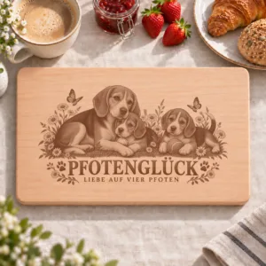 Frühstücksbrettchen – Beagle Harrier | Pfotenglück – Frühstücksbrettchen mit eingebrannter Lasergravur