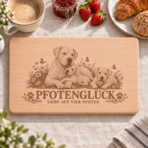 Frühstücksbrettchen – Argentinische Dogge | Pfotenglück – Frühstücksbrettchen mit eingebrannter Lasergravur