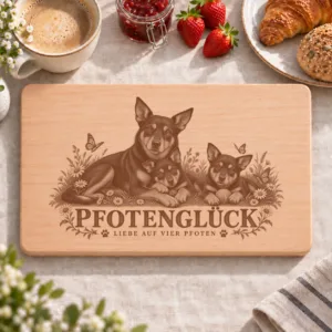 Frühstücksbrettchen – Australian Kelpie | Pfotenglück – Frühstücksbrettchen mit eingebrannter Lasergravur