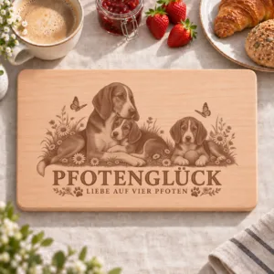 Frühstücksbrettchen – Deutsche Bracke | Pfotenglück – Frühstücksbrettchen mit eingebrannter Lasergravur