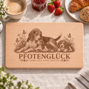 Frühstücksbrettchen – American Foxhound | Pfotenglück – Frühstücksbrettchen mit eingebrannter Lasergravur