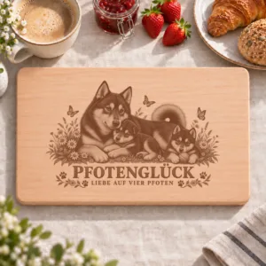 Frühstücksbrettchen – Ostsibirischer Laika | Pfotenglück – Frühstücksbrettchen mit eingebrannter Lasergravur