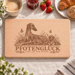 Frühstücksbrettchen – Azawakh | Pfotenglück – Frühstücksbrettchen mit eingebrannter Lasergravur