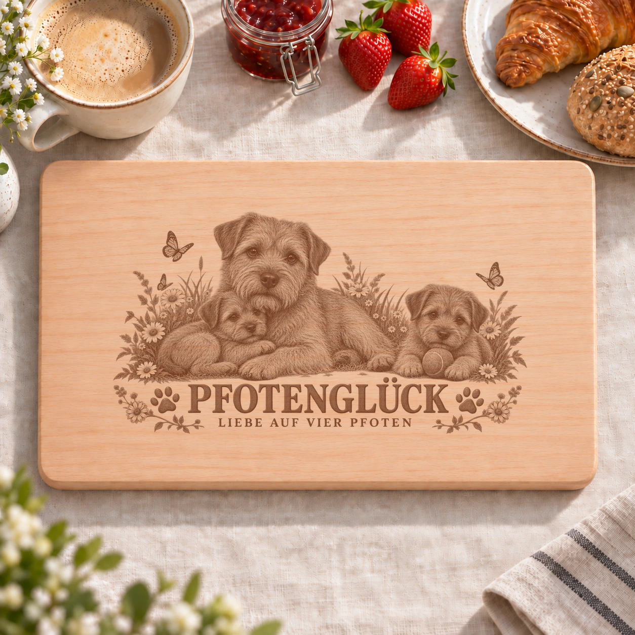 Frühstücksbrettchen – Holländischer Smoushund | Pfotenglück – realistische Lasergravur Frühstücksbrettchen – Holländischer Smoushund | Pfotenglück – Frühstücksbrettchen mit eingebrannter Lasergravur