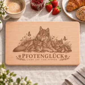 Frühstücksbrettchen – Saarlooswolfhund | Pfotenglück – Frühstücksbrettchen mit eingebrannter Lasergravur