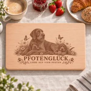 Frühstücksbrettchen – Slowakischer Rauhbart | Pfotenglück – Frühstücksbrettchen mit eingebrannter Lasergravur