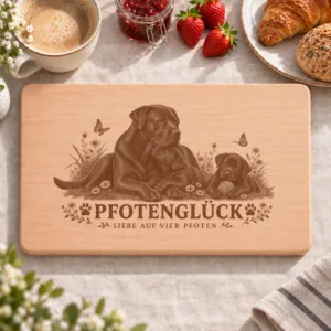 Frühstücksbrettchen – Mallorca Schäferhund | Pfotenglück – Frühstücksbrettchen mit eingebrannter Lasergravur