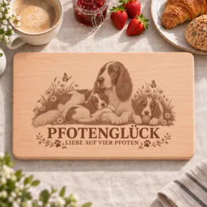 Frühstücksbrettchen – Irischer Rot Weisser Setter | Pfotenglück – Frühstücksbrettchen mit eingebrannter Lasergravur