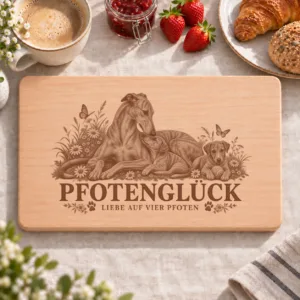 Frühstücksbrettchen – Polnischer Windhund | Pfotenglück – Frühstücksbrettchen mit eingebrannter Lasergravur