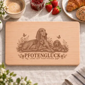 Frühstücksbrettchen – Kurzhaariger Italienischer Laufhund | Pfotenglück – Frühstücksbrettchen mit eingebrannter Lasergravur