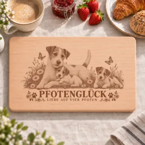 Frühstücksbrettchen – Parson Russell Terrier | Pfotenglück – Frühstücksbrettchen mit eingebrannter Lasergravur