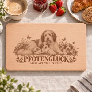 Frühstücksbrettchen – Ciobanesc Romanesc Mioritic | Pfotenglück – Frühstücksbrettchen mit eingebrannter Lasergravur