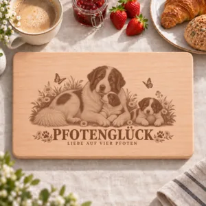Frühstücksbrettchen – Bosnisch Herzegowinischer Kroatischer Schäferhund | Pfotenglück – Frühstücksbrettchen mit eingebrannter Lasergravur