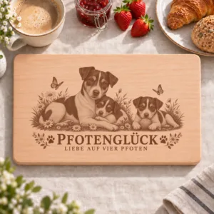 Frühstücksbrettchen – Danisch Schwedischer Farmhund | Pfotenglück – Frühstücksbrettchen mit eingebrannter Lasergravur