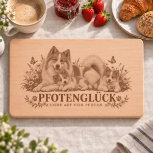 Frühstücksbrettchen – Thai Bangkaew Hund | Pfotenglück – Frühstücksbrettchen mit eingebrannter Lasergravur