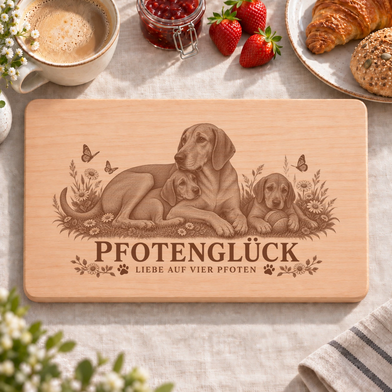 Frühstücksbrettchen – Segugio Maremmano | Pfotenglück – realistische Lasergravur Frühstücksbrettchen – Segugio Maremmano | Pfotenglück – Frühstücksbrettchen mit eingebrannter Lasergravur