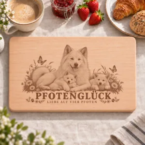 Frühstücksbrettchen – Kintamani Bali Hund | Pfotenglück – Frühstücksbrettchen mit eingebrannter Lasergravur