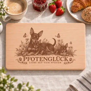 Frühstücksbrettchen – Prager Rattler | Pfotenglück – Frühstücksbrettchen mit eingebrannter Lasergravur