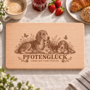 Frühstücksbrettchen – Estnische Bracke | Pfotenglück – Frühstücksbrettchen mit eingebrannter Lasergravur