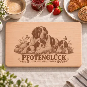 Frühstücksbrettchen – Transmontano Hirtenhund | Pfotenglück – Frühstücksbrettchen mit eingebrannter Lasergravur